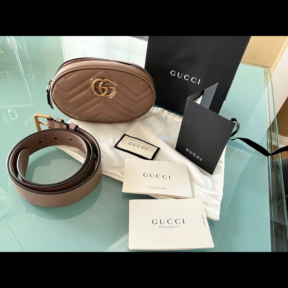 Gucci GG Marmont Matelasse leather belt bag. 85/34